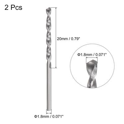 1mm C2/K20 Tungsten Carbide Straight Shank Spiral Flutes Twist Drill Bit 2pcs - Silver Tone