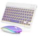 UX030 Lightweight Keyboard and Mouse with Background RGB Light Multi Device slim Rechargeable Keyboard Bluetooth 5.1 and 2.4GHz Stable Connection Keyboard for Samsung Galaxy Tab A7 10.4 (2022)