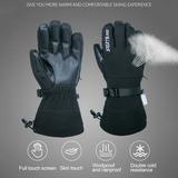 Ski & Snow Gloves - Waterproof & Windproof Winter Snowboard Gloves for Men & Women for Cold Weather Skiing & Snowboarding - With Wrist Leashes Nylon Shell