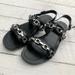 Coach Shoes | Coach “Eden” Metallic Logo Link Leather Sandals | Color: Black/Silver | Size: 6