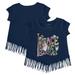 Girls Youth Tiny Turnip Navy New York Yankees Peace Love Baseball Fringe T-Shirt