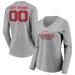 Women's Fanatics Branded Gray Carolina Hurricanes Any Name & Number Personalized Evanston Stencil Long Sleeve V-Neck T-Shirt