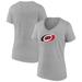 Women's Fanatics Branded Heather Gray Carolina Hurricanes Primary Logo Team V-Neck T-Shirt