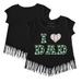 Girls Youth Tiny Turnip Black Oakland Athletics I Love Dad Fringe T-Shirt