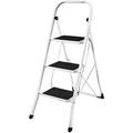 Kinza Collection – 3 Step Stool Ladder, Heavy Duty Steel Stepladder, Foldable, Small Folding Portable Stepladder Platform with Anti-Slip Mat, Kitchen to Library Stepper (3 Steps Ladder)