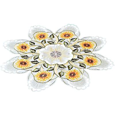 Mitteldecke DELINDO LIFESTYLE "Sonnenblumen" Gr. 1, weiß, B:85cm L:85cm, Polyester, Tischdecken, mit Digitaldruck Image