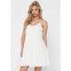 Trägerkleid ONLY "ONLHELENA LACE S/L SHORT DRESS WVN", Damen, Gr. 34 (XS), N-Gr, rot (cloud dancer), Web, Obermaterial: 100% Baumwolle, unifarben, feminin, regular fit kurz, V-Ausschnitt, Kleider, mit Spitzen-Detail