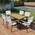 Patio Wicker Dining Set for 6 Person SYNGAR 7 Piece Outdoor Counter Height Table Set Dining Table and Chairs Set for Outside All Weather Furniture Set with Cushions for Yard Garden Poolside D7341