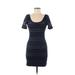 Abercrombie & Fitch Casual Dress - Bodycon Scoop Neck Short sleeves: Blue Print Dresses - Women's Size Medium