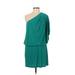 Jessica Simpson Casual Dress - Mini Plunge 3/4 sleeves: Green Print Dresses - Women's Size 6