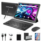 2024 Newest Android 13 Tablet with Keyboard 10.1 inch Tablet 4 + 64GB Storage Octa-Core Android Tablet with Dual Camera Google GMS Certified Wifi Bluetooth 4.2 2-in-1 Android Tablets by DOMATON