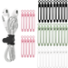 Happon 48 Pcs Silicone Cable Ties Reusable Cable Management Organizer Cable Straps Cord Ties Multipurpose Elastic Cord Organizer for Bundling and Fastening Cable Cords Wires 4 Colors