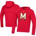 Men's Under Armour Red Maryland Terrapins School Logo Raglan Long Sleeve Hoodie Performance T-Shirt