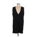 Andrea Jovine Casual Dress - Shift Plunge Sleeveless: Black Print Dresses - Women's Size Medium