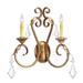 2nd Ave Lighting Josephine 2-Light Dimmable Candle Wall Light Glass/Metal in Gray/Brown | 22 H x 19 W x 8 D in | Wayfair 75835.2.X.065T.PTM