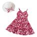 ZHAGHMIN Girl Kids Toddler Girls Fashion Summer Flower Dress Babys Kids Tutu Dress With Sun Hat Girls Sling Cake Dress Floral 2Pcs Outfits Clothes Girl 6 Years Sweater for Kids Girls Dresses for Bir