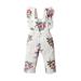 Thaisu Baby Girl Romper Ruffle Shoulder Straps Sleeveless Square Neck Flower Pattern Printed Jumpsuit 3M-2Y