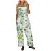 JURANNMO Plus Size Floral Printed Jumpsuit for Women Sleeveless Crewneck Graphic Overalls Loose Comfy Pocket 2024 Trendy Jumpsuit S-3XL