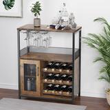 17 Stories Bar Cabinet Wood in Black | 36.2 H x 27.2 W x 13.8 D in | Wayfair 05C407678F0A42D3A90ECF02C7C7EE66