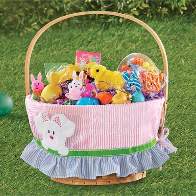 Girls Round Bunny Easter Basket - 13.250 x 11.130 x 10.750