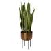 44" Green and Bronze Antique Potted Artificial Snake Plant