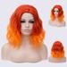 Dopi 14 Orange Wig for Child Kids Short Bob Curly Wavy Wig Ombre Orange Wigs with Wig Cap