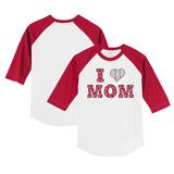 Youth Tiny Turnip White/Red Cincinnati Reds I Love Mom 3/4-Sleeve Raglan T-Shirt