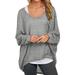 iOPQO Pullover Sweater For Women Womens Batwing Sleeve Pullover Tops Off Shoulder Loose Oversized Baggy Sweater Shirts Casual T Shirt Blouses Grey + XL
