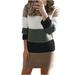 YUNAFFT Clearance Dresses Plus Size Fire Sale Women s Turtleneck Knitted Jumper Sweater Long Sleeve Elegant Casual Splicing Dress