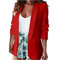 iOPQO cardigan for women Women Classic Blazer Jackets Business Casual Boyfriend Fashion Plus Size Lightweight Work Blazer Jacket Women s Blazers Red M