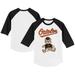 Infant Tiny Turnip White/Black Baltimore Orioles Teddy Boy Raglan 3/4 Sleeve T-Shirt