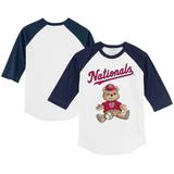 Toddler Tiny Turnip White/Navy Washington Nationals Teddy Boy 3/4-Sleeve Raglan T-Shirt