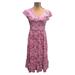 Michael Kors Dresses | Michael Kors Pink Flower Midi Lined Dress With Bell Sleeves Size L | Color: Pink/White | Size: L