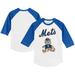 Toddler Tiny Turnip White/Royal New York Mets Teddy Boy 3/4-Sleeve Raglan T-Shirt
