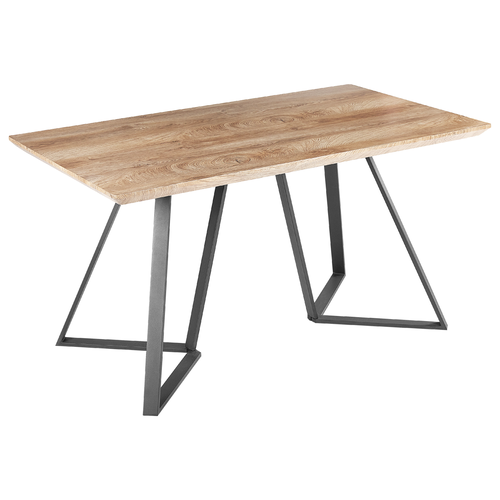 Esstisch mit heller Holzplatte und schwarzen Metallbeinen 140 x 80 cm 6 Sitzplätze rechteckig Industrial