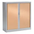 Armoire à rideaux métal monobloc Généric - H.100 x L.100 cm - Corps Aluminium - Rideaux Hêtre