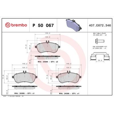 BREMBO Bremsbelagsatz, Scheibenbremse vorne rechts links mit Zubehör für MERCEDES-BENZ 0004201005 A0074209220 A000420100