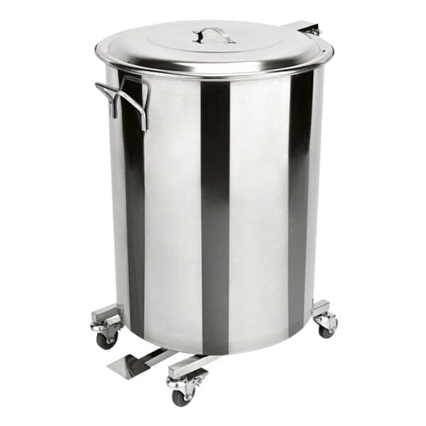 WAS Tretabfallbehälter mit Rollen 65 Liter silber, 40x40 cm