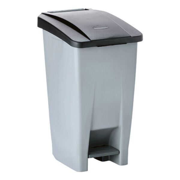 WAS Tretabfallbehälter mit Rollen und farbigem Deckel 60 Liter schwarz, 49x70x38 cm