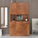 Tall Wardrobe, with 6-Doors, 1-Open Shelves and 1-Drawer for bedroom,Walnut