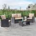 BONOSUKI Outdoor Furniture 4-Piece Set,Patio PE Wicker Rattan Sofa Set