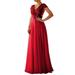 iOPQO Maxi Dress Sequin Dress Long Sleeve Dress for Women Summer V Neck Sequined Chiffon Panel Evening Gown Long Dress Elegant Evening Dress Fashion Party Bridesmaid Dresses Women s Formal Dress Red M