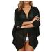 iOPQO cardigan for women Women s Casual Sheer Chiffon Loose Kimono Cardigan Capes Beachwear Swimwear Tops Women s Chiffon Shirt Black L