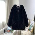 PIKADINGNIS Fashion Faux Fur Coat Women Winter Thicken Casual Loose Hooded Overcoat Female Solid Long Sleeve Warm Plush Jacket