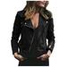 VEKDONE 2024 Clearance Womens Leather Jacket Motorcycle Faux Leather Jacket Long Sleeve Cropped Slim Jacket Zip-Up PU Jacket Moto Biker Coat