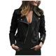 VEKDONE 2024 Clearance Womens Leather Jacket Motorcycle Faux Leather Jacket Long Sleeve Cropped Slim Jacket Zip-Up PU Jacket Moto Biker Coat