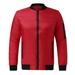 Wendunide 2024 Clearance Sales Jackets for Men Men s Autumn&Winter Solid Color Long Sleeved Striped Zipper Cotton Parkas Mens Parkas Red 4XL