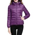 Dtydtpe 2024 Clearance Sales Women s Packable Down Jacket Lightweight Puffer Jacket Hooded Winter Coat Purple S