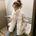 PIKADINGNIS Korean Thick Wool Cashmere Coat Women Fashion Stand-Up Collar Faux Fur Outwear Fur All-in-one Motorcycle Jacket Coat