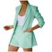 iOPQO cardigan for women Suit Cardigan Jacket Suit Lapel Shorts Casual Fashion Women s Temperament Women Suits & Sets Women s Trousers Suit Mint Green M